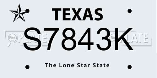 S7843K Texas License Plate