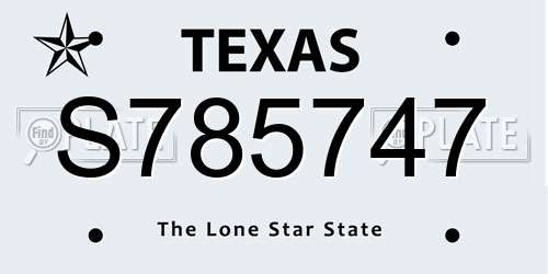S785747 Texas License Plate