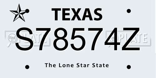 S78574Z Texas License Plate