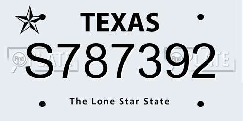 S787392 Texas License Plate