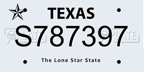 S787397 Texas License Plate