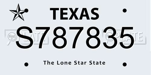 S787835 Texas License Plate