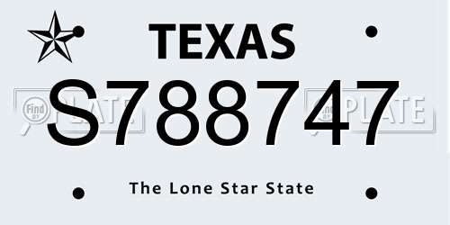 S788747 Texas License Plate