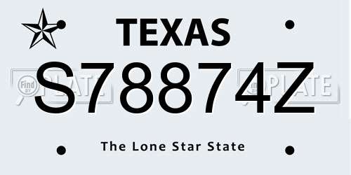 S78874Z Texas License Plate