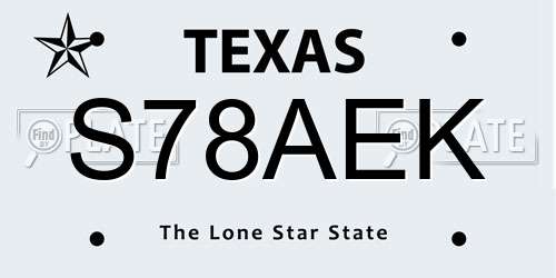 S78AEK Texas License Plate