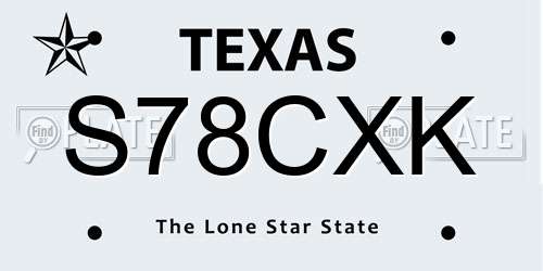 S78CXK Texas License Plate