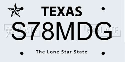 S78MDG Texas License Plate
