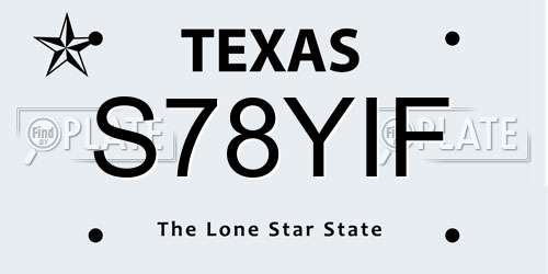 S78YIF Texas License Plate