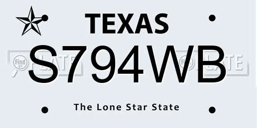 S794WB Texas License Plate
