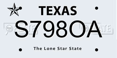 S798OA Texas License Plate