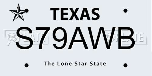 S79AWB Texas License Plate