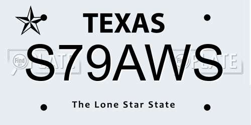 S79AWS Texas License Plate