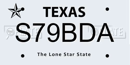 S79BDA Texas License Plate