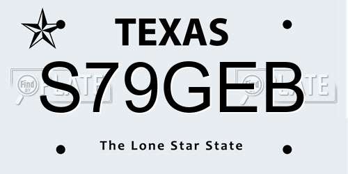 S79GEB Texas License Plate