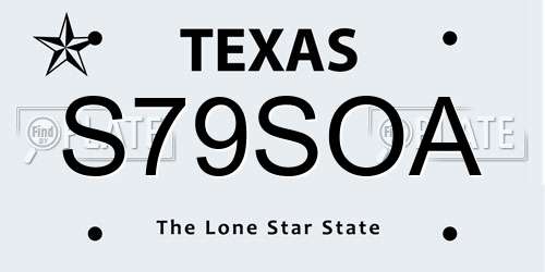 S79SOA Texas License Plate