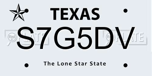 S7G5DV Texas License Plate