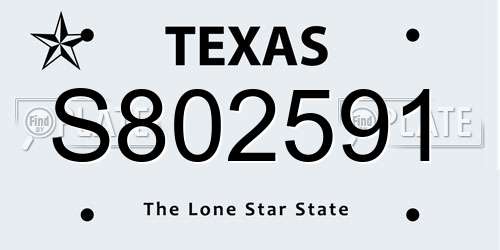 S802591 Texas License Plate