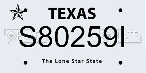 S80259I Texas License Plate