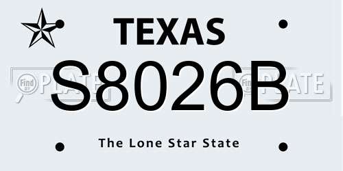 S8026B Texas License Plate