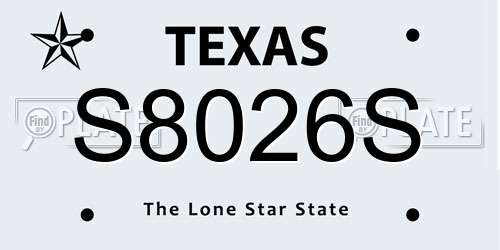 S8026S Texas License Plate