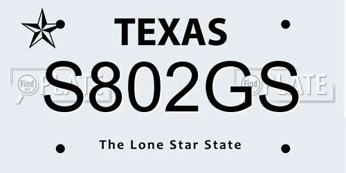 S802GS Texas License Plate