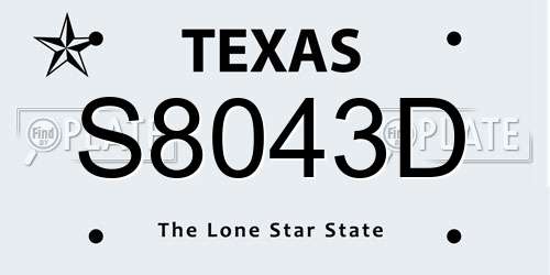 S8043D Texas License Plate