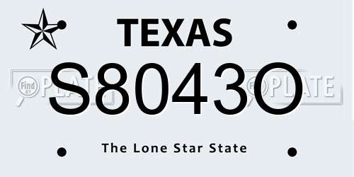 S8043O Texas License Plate