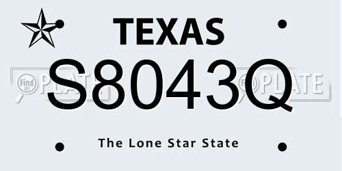 S8043Q Texas License Plate