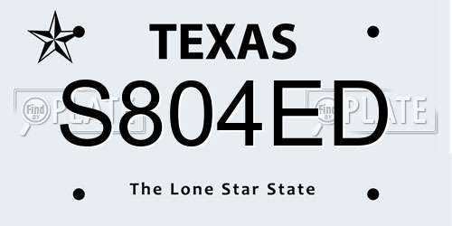 S804ED Texas License Plate