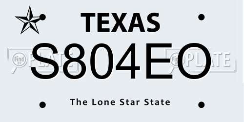 S804EO Texas License Plate