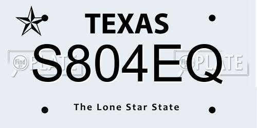 S804EQ Texas License Plate