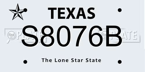 S8076B Texas License Plate