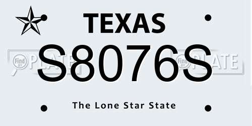 S8076S Texas License Plate