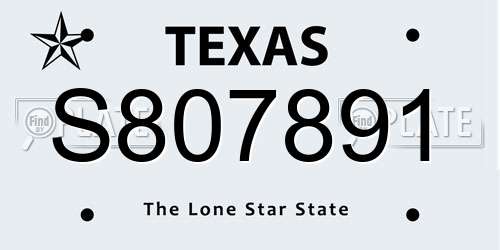 S807891 Texas License Plate