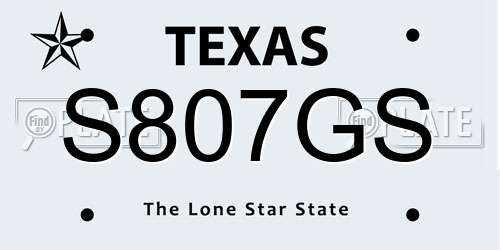 S807GS Texas License Plate