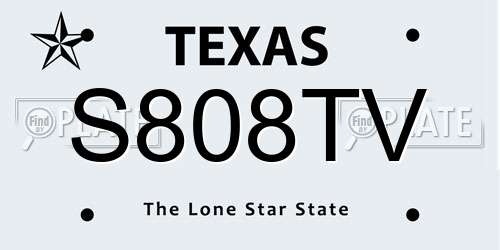 S808TV Texas License Plate