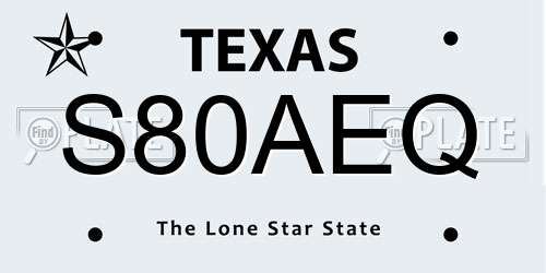 S80AEQ Texas License Plate