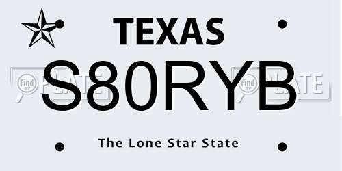 S80RYB Texas License Plate