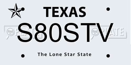 S80STV Texas License Plate