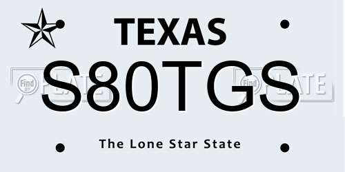 S80TGS Texas License Plate
