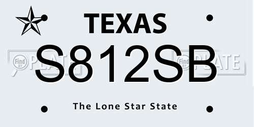 S812SB Texas License Plate