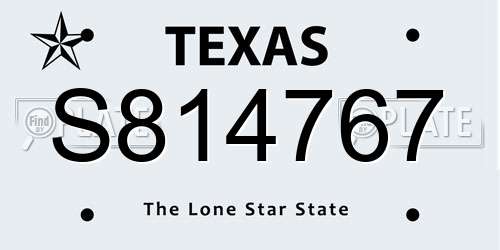 S814767 Texas License Plate