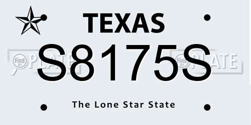 S8175S Texas License Plate