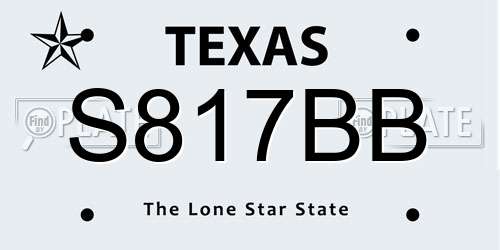 S817BB Texas License Plate