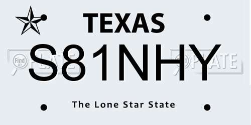 S81NHY Texas License Plate