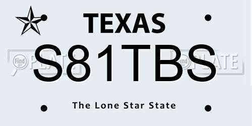 S81TBS Texas License Plate