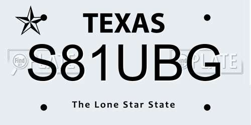 S81UBG Texas License Plate