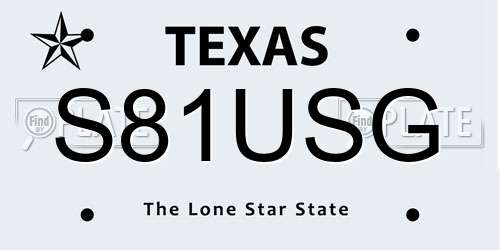 S81USG Texas License Plate