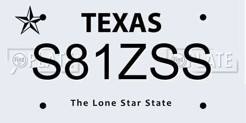 S81ZSS Texas License Plate
