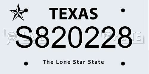 S820228 Texas License Plate